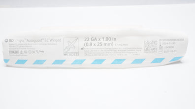 BD 382623 Insyte Autoguard BC Winged Shielded IV Cath. 22GA x 1inch 37mL/min